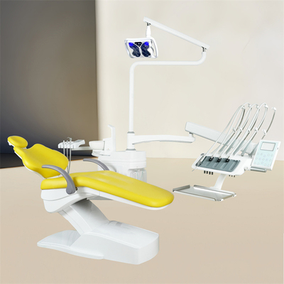 दांतों को सफेद करने के कार्य के साथ शीर्ष घुड़सवार दंत कुर्सी इकाई ऑपरेशन लाइट लक्जरी पीयू चमड़े के दंत उपचार इकाई