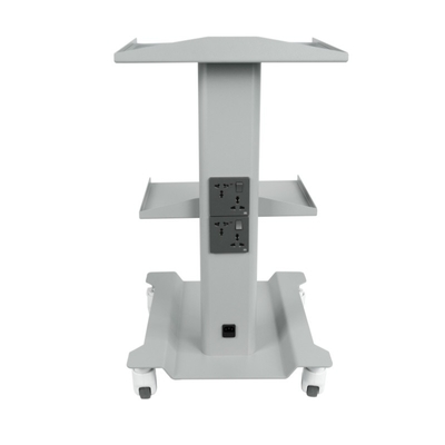 डेंटल क्लिनिक फर्नीचर मोबाइल ट्रॉली कार्ट के साथ तीन परत ट्रे रंग डिजाइन स्टेनलेस स्टील मोबाइल कार्ट के साथ अंतर्निहित सॉकेट