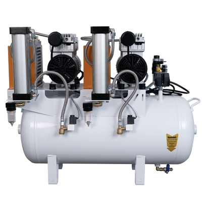 Dental Air Compressor with Dryer Silent Oil Free Air Compressor 65L 1700W for 4 Dental Units Chair