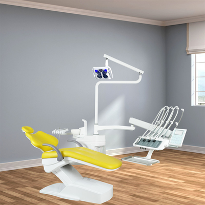 Foshan फैक्टरी दंत कुर्सी इकाई 16 सेट एक कंटेनर के साथ निः शुल्क उपचार प्रकाश और दंत स्केलर शीर्ष घुड़सवार दंत इकाई