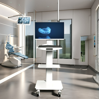 दंत इकाई हाथ कार्ट मैनुअल पावर स्रोत मौखिक स्कैनर दंत मोबाइल कार्ट के साथ इंट्राओरल कैमरा कार्ट