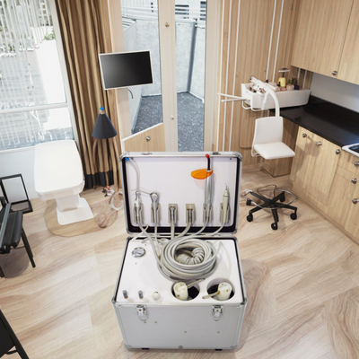 साइलेंट कंप्रेसर के साथ मोबाइल डेंटल यूनिट पोर्टेबल डेंटल टरबाइन यूनिट डेंटल छात्रों का अभ्यास पोर्टेबल डेंटल ट्रीटमेंट यूनिट