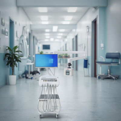 मोबाइल पशु चिकित्सा दंत चिकित्सा कार्यस्थान पोर्टेबल पालतू पशु दंत चिकित्सा उपचार कार्ट 220V दंत चिकित्सा कार्ट ओरल कैमरा और कंप्यूटर के साथ