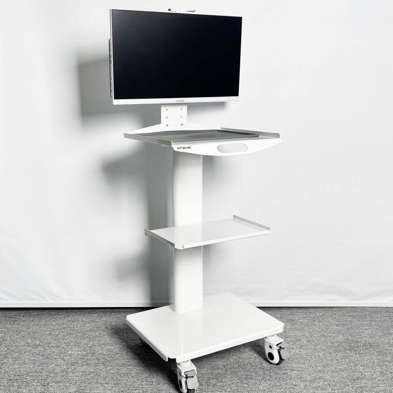 ओरल स्कैनर मोबाइल नर्सिंग कार्ट व्हाइट कलर मोबाइल डेंटल ट्रॉली पावर आउटलेट के साथ मल्टी-फंक्शन मोबाइल लैब कार्ट