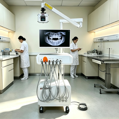 All-in-One Veterinary Dental Unit with Portable X Ray HD Intraoral Camera and Silent Oil Free Air Compressor
